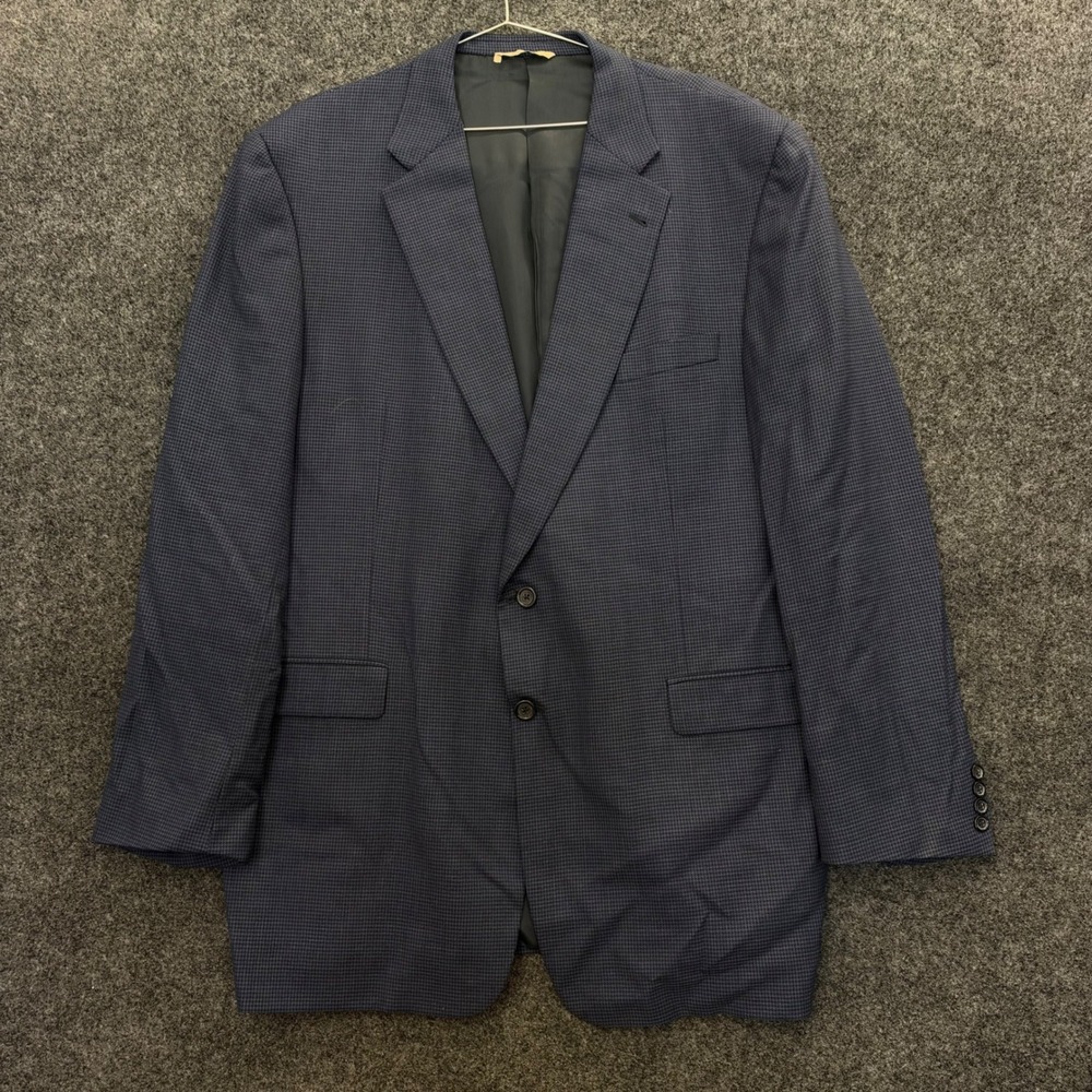 Burberry London Kensington Navy Wool Houndstooth Sport Coat Blazer 48 XLG